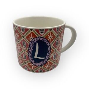 Anthropologie Jo Monogram Mug "L" Ceramic Coffee Tea Cup‎ 16oz Large Chic Boho